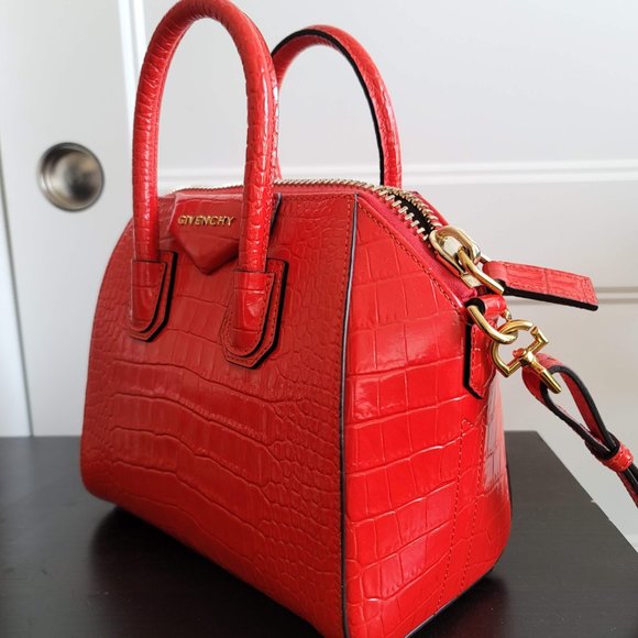 Givenchy Red Croc Mini Antigona Bag - Picture 4 of 9